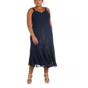 Dressbarn Black Whimsigoth Beaded Maxi Slip Dress Dark Gothic Evening Gown 14W